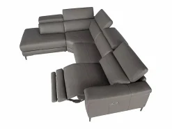 Angel Cerda Sofá chaise longue relax izquierda piel gris oscuro 6112 Beige Outlet