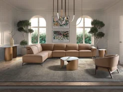 Angel Cerda Sofá chaise longue relax modular izquierdo piel marrón 6281 Marru00f3n Outlet
