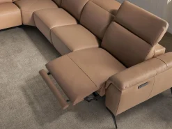 Angel Cerda Sofá chaise longue relax modular izquierdo piel marrón 6281 Marru00f3n Outlet