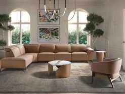 Angel Cerda Sofá chaise longue relax modular izquierdo piel marrón 6281 Marru00f3n Outlet