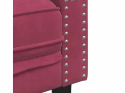 Sofá Chesterfield 3 plazas con cojines terciopelo tinto^Clicnbuy Clearance