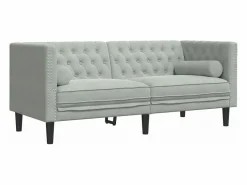 Clicnbuy Sofá Chesterfield 2 plazas con cojines terciopelo claro Gris Best