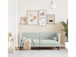 Clicnbuy Sofá Chesterfield 2 plazas con cojines terciopelo claro Gris Best