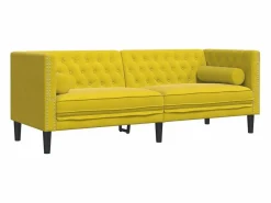 Clicnbuy Sofá Chesterfield 3 plazas con cojines terciopelo Amarillo Hot
