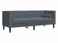 Clicnbuy Sofás Chesterfield|Sofá Chesterfield 3 plazas con cojines terciopelo oscuro