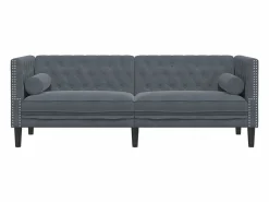 Clicnbuy Sofás Chesterfield|Sofá Chesterfield 3 plazas con cojines terciopelo oscuro
