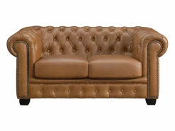 Sofá chesterfield 2 plazas 100% piel de búfalo Caramel vintage BRENTON^LINEA SOFA