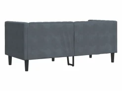 Sofá Chesterfield 2 plazas con cojines terciopelo oscuro^Clicnbuy Best