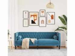 Clicnbuy Sofás Chesterfield|Sofá Chesterfield 3 plazas con cojines terciopelo