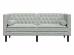 Sofá Chesterfield 2 plazas con cojines terciopelo claro^vidaxl Sale