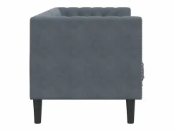vidaxl Sofá Chesterfield 3 plazas con cojines terciopelo oscuro Gris Best