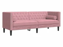 Sofá Chesterfield 3 plazas con cojines terciopelo^Clicnbuy Discount