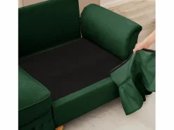 Sofá chesterfield 2 plazas en felpa - con 2 otomanas y 2 cojines - falda desmontable - 194x140x93cm^DripeX New