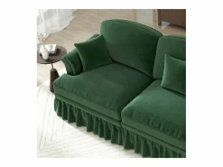 Sofá chesterfield 2 plazas en felpa - con 2 otomanas y 2 cojines - falda desmontable - 194x140x93cm^DripeX New
