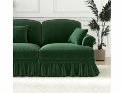 Sofá chesterfield 2 plazas en felpa - con 2 otomanas y 2 cojines - falda desmontable - 194x140x93cm^DripeX New