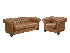 Sofá chesterfield 3+1 plazas 100% piel de búfalo Caramel vintage BRENTON^LINEA SOFA Best