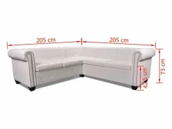 Clicnbuy Sofá Chesterfield 5 plazas de cuero artificial Blanco Discount