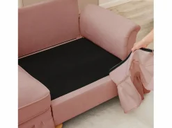 DripeX Sofá chesterfield 2 plazas en felpa - con otomana y 2 cojines - falda desmontable - 194x140x93cm Rosa Outlet