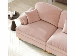 DripeX Sofá chesterfield 2 plazas en felpa - con otomana y 2 cojines - falda desmontable - 194x140x93cm Rosa Outlet