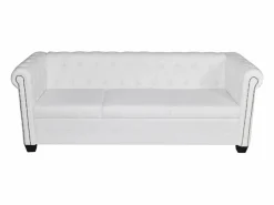 Clicnbuy Sofás Chesterfield|Sofás De Piel Sintética|Sofá Chesterfield de 3 plazas cuero sintético