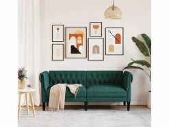 Clicnbuy Sofá Chesterfield de 2 plazas tela oscuro Verde Outlet