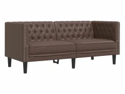 Sofá Chesterfield de 2 plazas cuero artificial marrón^Clicnbuy Discount