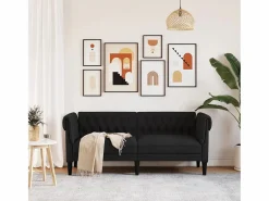 Clicnbuy Sofá Chesterfield de 2 plazas tela Negro Sale