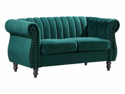 Vente-unique Sofá chesterfield de 2 plazas de terciopelo TRUMBO Verde esmeralda