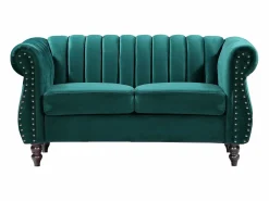 Vente-unique Sofá chesterfield de 2 plazas de terciopelo TRUMBO Verde esmeralda