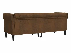 Clicnbuy Sofás Chesterfield|Sofá Chesterfield de 3 plazas tela marrón