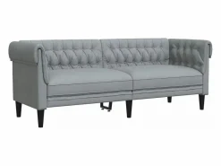 Clicnbuy Sofá Chesterfield de 3 plazas tela claro Gris New