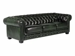 Sofá chesterfield de 4 plazas 100% piel Verde BRENTON^LINEA SOFA Outlet