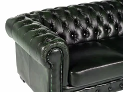 Sofá chesterfield de 4 plazas 100% piel Verde BRENTON^LINEA SOFA Outlet