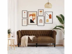 Clicnbuy Sofá chesterfield de 2 plazas tela marrón Marru00f3n Online