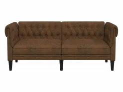 Clicnbuy Sofá chesterfield de 2 plazas tela marrón Marru00f3n Online