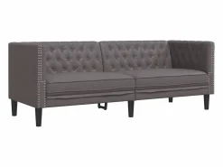 Clicnbuy Sofá Chesterfield de 3 plazas cuero artificial Gris Hot