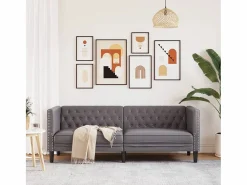 Clicnbuy Sofá Chesterfield de 3 plazas cuero artificial Gris Hot