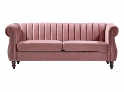 Vente-unique Sofás Chesterfield|Sofá chesterfield de 3 plazas de terciopelo rojo viejo TRUMBO