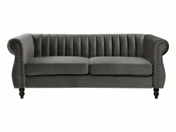 Sofá Chesterfield de 3 plazas de terciopelo antracita TRUMBO^Vente-unique Best