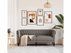 Sofá Chesterfield de 2 plazas tela gris taupe^Clicnbuy Sale