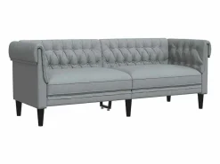 Sofá Chesterfield de 3 plazas tela claro^vidaxl