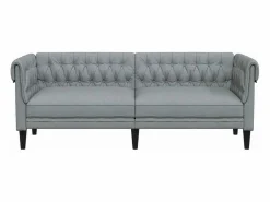 Sofá Chesterfield de 3 plazas tela claro^vidaxl