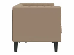 Sofá Chesterfield de 2 plazas cuero artificial marrón capuchino^Clicnbuy Clearance
