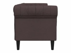Sofá Chesterfield de 3 plazas tela marrón oscuro^Clicnbuy Online