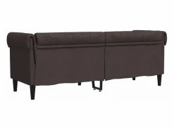 Sofá Chesterfield de 3 plazas tela marrón oscuro^Clicnbuy Online