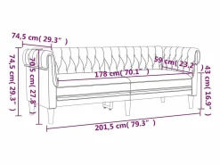 Sofá Chesterfield de 3 plazas tela^vidaxl Sale