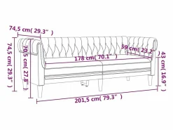 vidaxl Sofá Chesterfield de 3 plazas lino Crema Sale