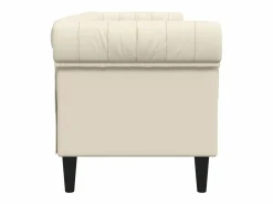 vidaxl Sofá Chesterfield de 3 plazas lino Crema Sale
