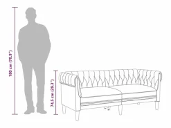 Sofá Chesterfield de 2 plazas lino^vidaxl Discount