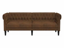 vidaxl Sofás Chesterfield|Sofá Chesterfield de 3 plazas tela marrón